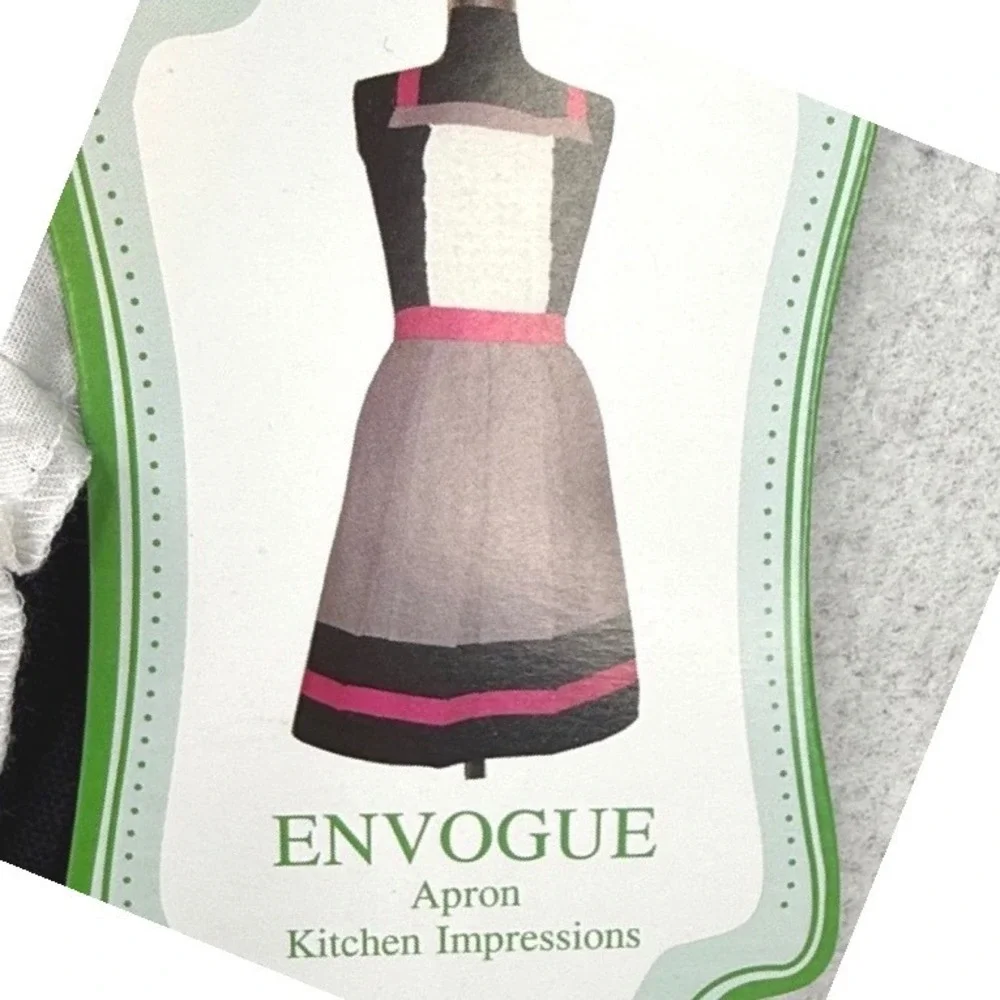 ENVOGUE Apron Cotton Ruffle Smocked Bib Hot Pink OS rockabilly‎ Barbie feminine